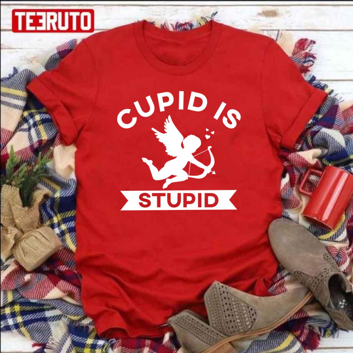 Funny Cupid Is Stupid Anti Valentine's Day Singles Awareness Unisex Sweatshirt Funny Cupid Is Stupid Anti Valentine's Day Singles Awareness Unisex Sweatshirt