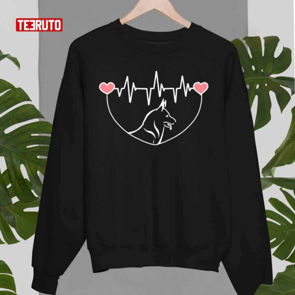 German Shepherd Dog Heartbeat Funny Valentines Unisex T-Shirt