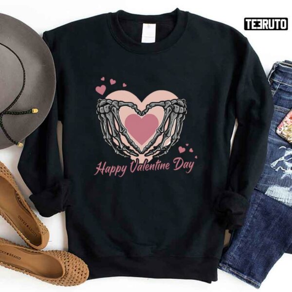 Happy Valentines Day Skeleton Heart Unisex Sweatshirt Unisex T-Shirt
