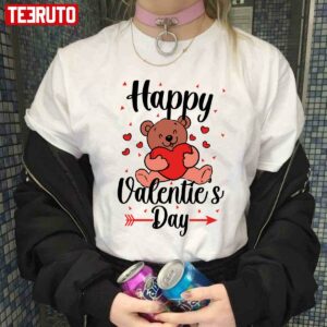 Happy Valentines Day Teddy Bear Heart Unisex Hoodie 3