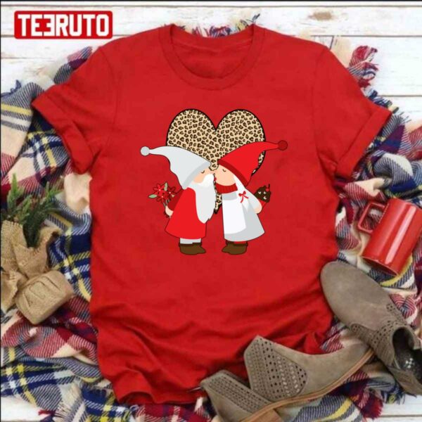 Kissing Gnome Couple Leopard Animal Print Unisex Sweatshirt