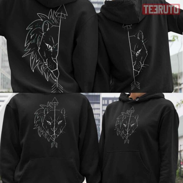 Lion Arrow Art Couple Matching Valentine Hoodie Sweatshirt