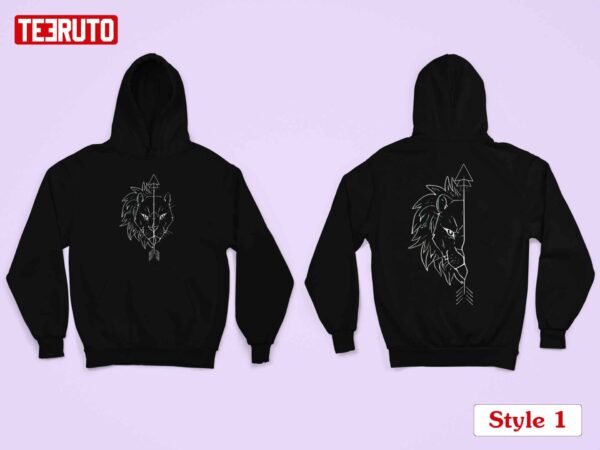 Lion Arrow Art Couple Matching Valentine Hoodie Sweatshirt