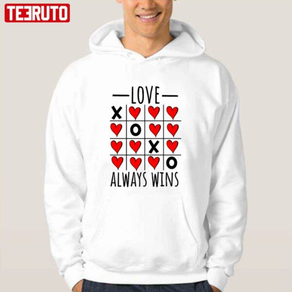 Love Always Wins Tic-tac-toe Game Heart Valentine’s Day Unisex T-Shirt