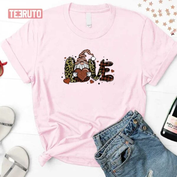 Love Gnome Valentines Day Leopard Love Unisex Sweatshirt Unisex T-Shirt