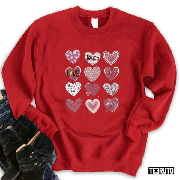 Love Teacher Valentines Pink Hearts Unisex Sweatshirt Unisex T-Shirt