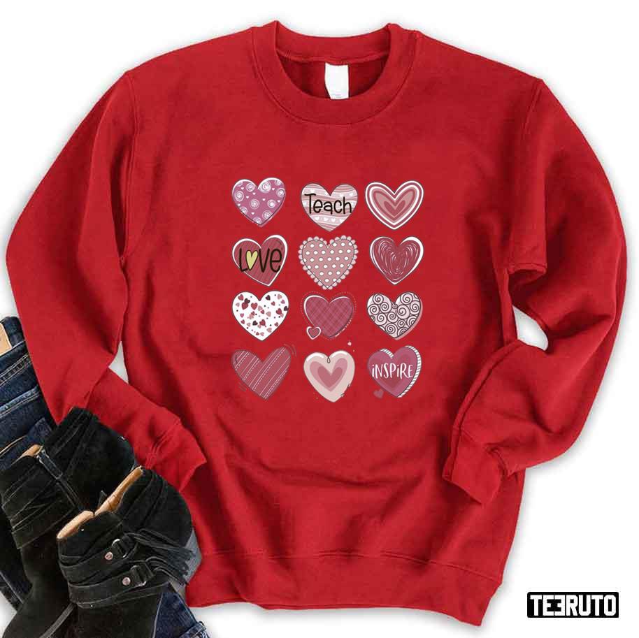 Love Teacher Valentines Pink Hearts Unisex Sweatshirt Unisex T-Shirt Love Teacher Valentines Pink Hearts Unisex Sweatshirt Unisex T-Shirt