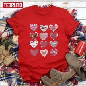 Love Teacher Valentines Pink Hearts Unisex Sweatshirt Unisex T-Shirt