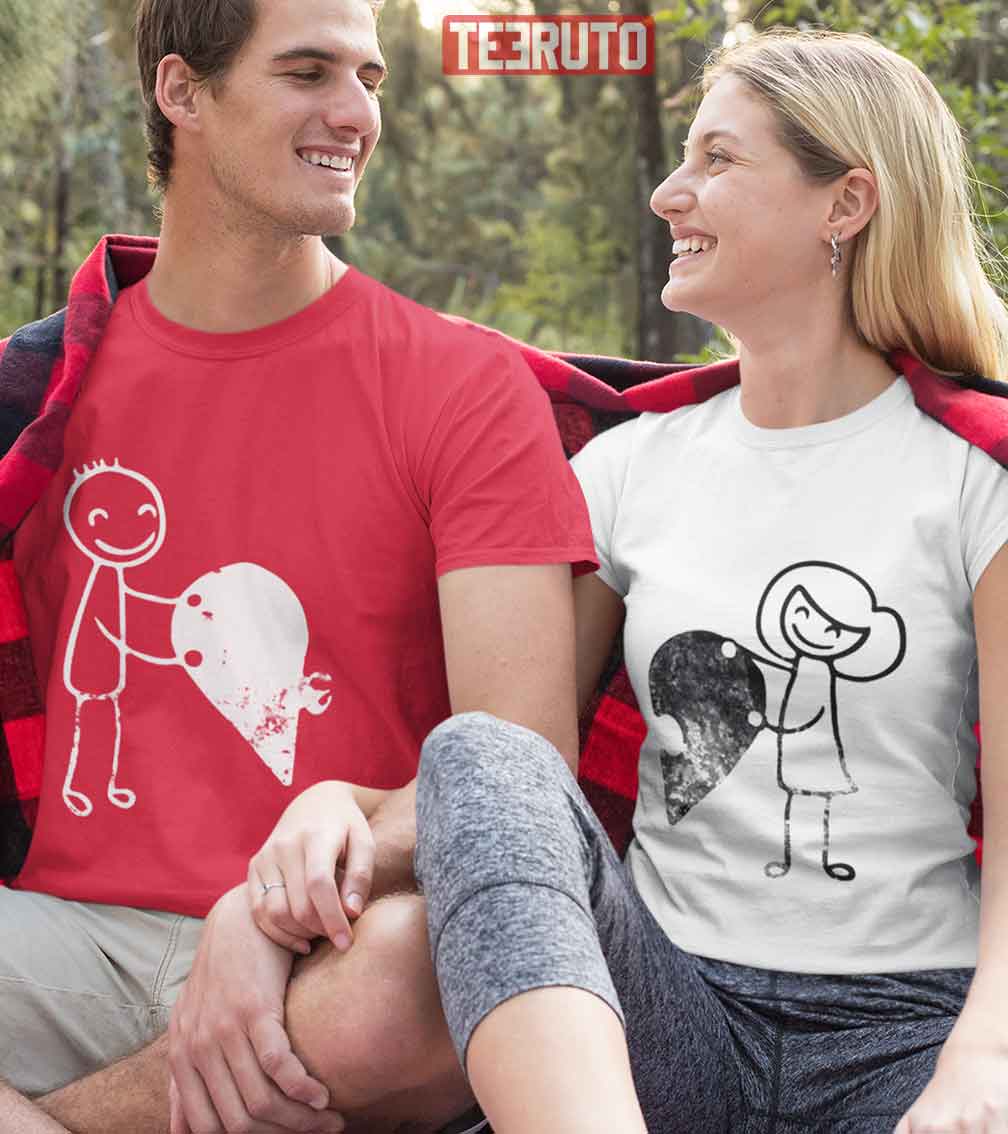 Matching Couple Valentine Hearts T-Shirt Matching Couple Valentine Hearts T-Shirt