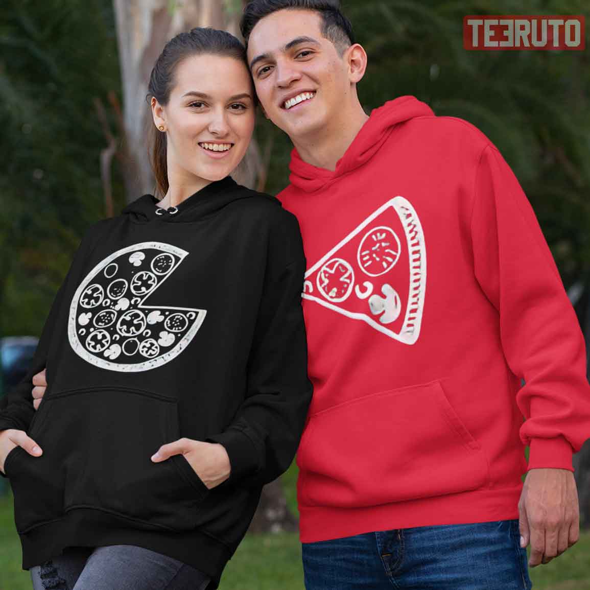 Matching Pizza Slice Couple Valentine Hoodie Matching Pizza Slice Couple Valentine Hoodie