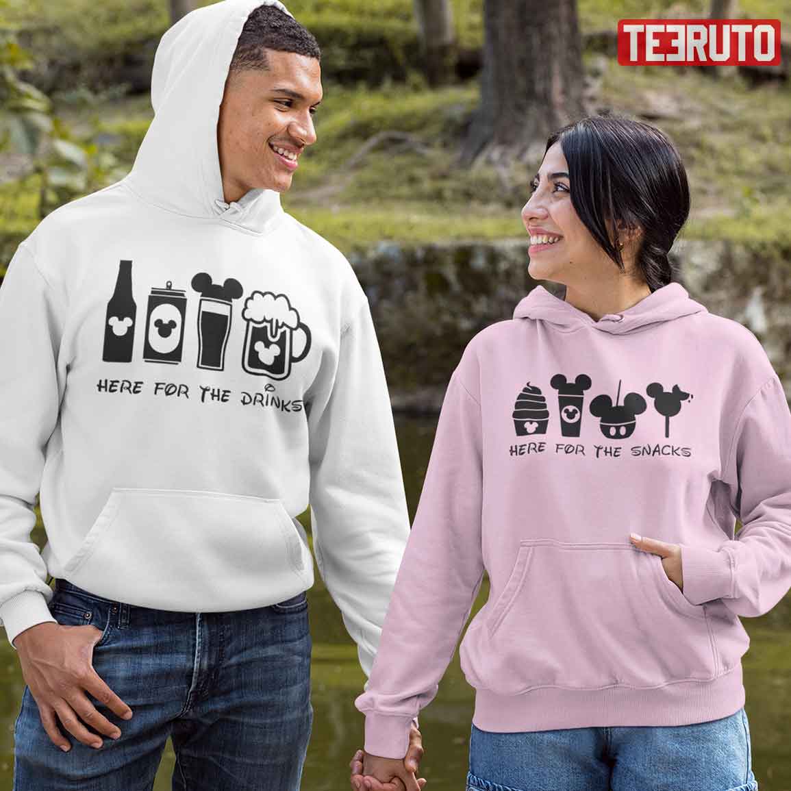 Mickey Ears Disney Here For The Snacks Drinks Couple Matching Valentine Hoodie Mickey Ears Disney Here For The Snacks Drinks Couple Matching Valentine Hoodie
