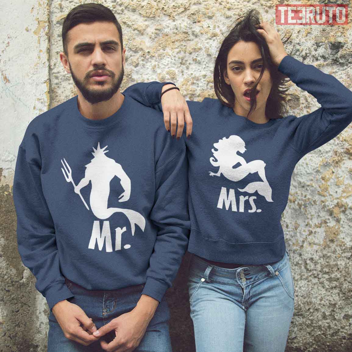 Mr And Mrs Mermaid Matching Couple Valentiine Unisex Sweatshirt Mr And Mrs Mermaid Matching Couple Valentiine Unisex Sweatshirt