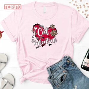 My Cat Is My Valentine Red Leopard Heart Cats Paw Unisex Sweatshirt