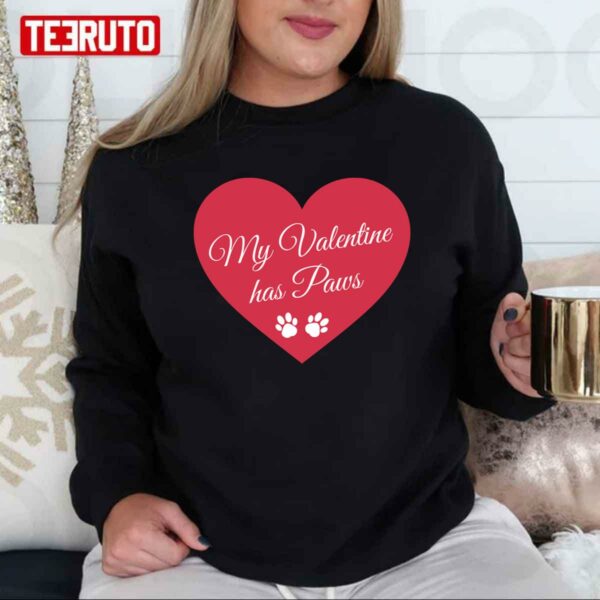 My Valentine Has Paws Red Heart Unisex Sweatshirt