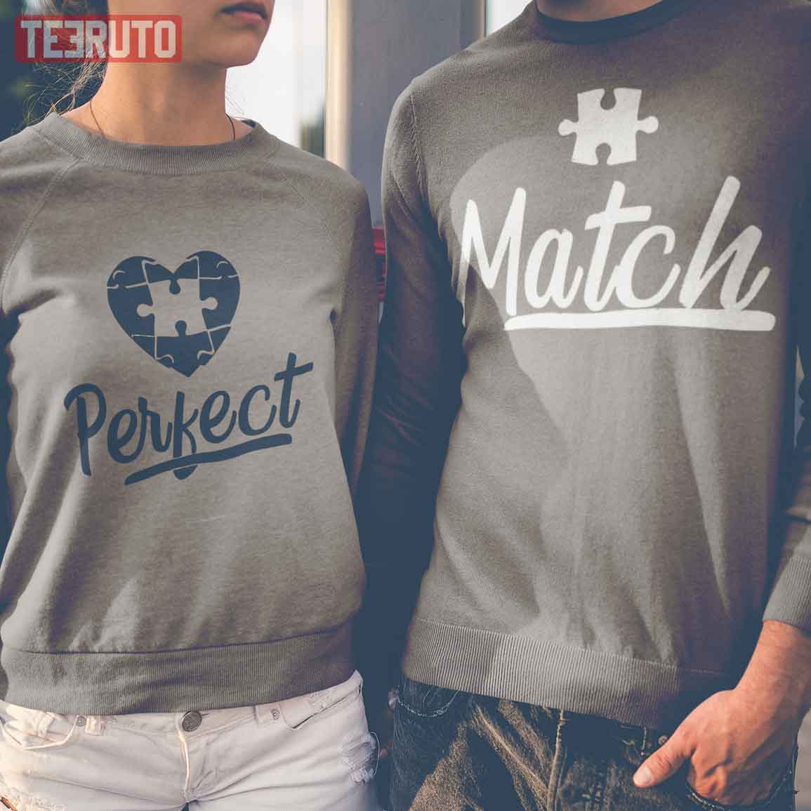 Perfect Heart Match Puzzle Couple Matching Valentine Sweatshirt Perfect Heart Match Puzzle Couple Matching Valentine Sweatshirt