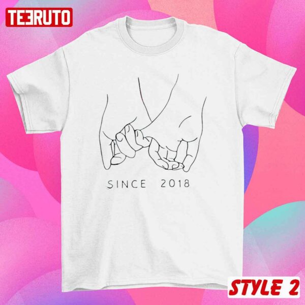 Personalize Hands Draw Together Since Husband And Wife Matching Couple Valentine T-Shirt