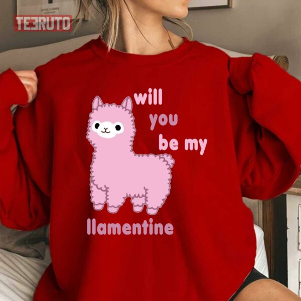 Pink Lalma Valentine Will You Be My Llamentine 2022 Unisex Sweatshirt