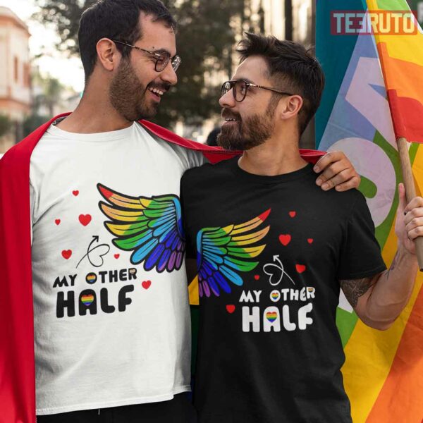 Rainbow LGBT Wing My Other Half Couple Matching Valentine T-Shirt