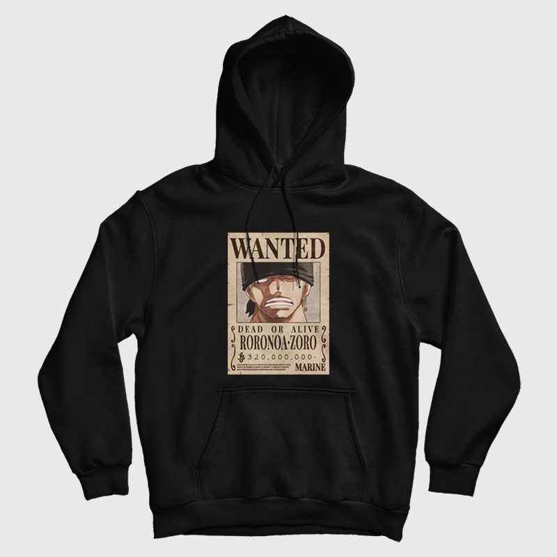 Roronoa Zoro Wanted Poster One Piece Hoodie Roronoa Zoro Wanted Poster One Piece Hoodie