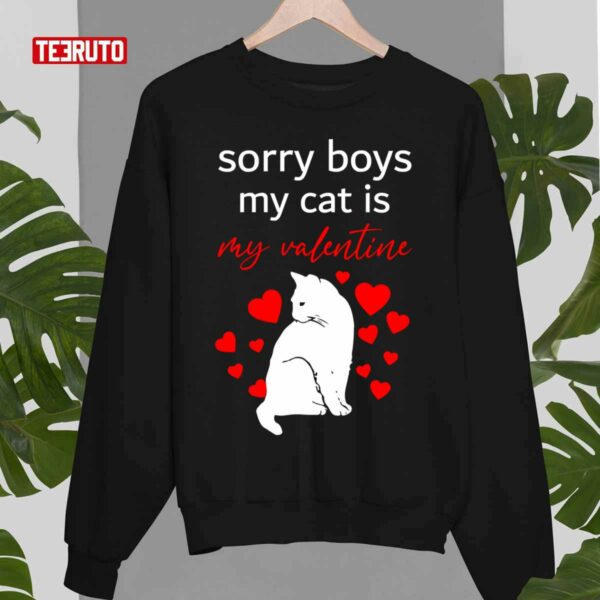 Sorry Boys My Cat Is My Valentine Cute Cat Funny Unisex Sweatshirt
