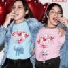 Stitch And Angel Balloons Matching Couple Disney Valentine T-Shirts