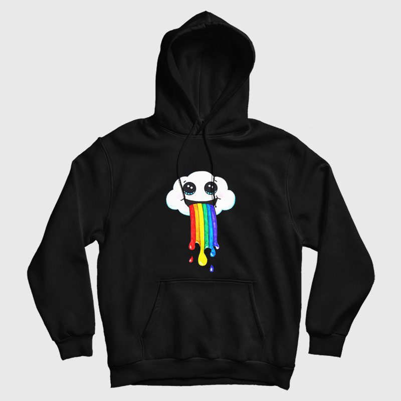 Super Cute Cloud Puking A Rainbow Hoodie Super Cute Cloud Puking A Rainbow Hoodie