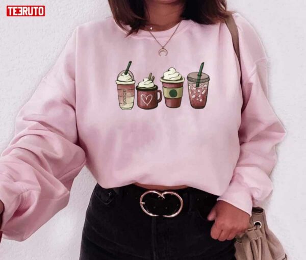 Valentine Coffee Pink Heart Cute Love Unisex Sweatshirt Unisex T-Shirt