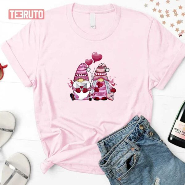 Valentine Gnomes Couple Pink Unisex Sweatshirt Unisex T-Shirt