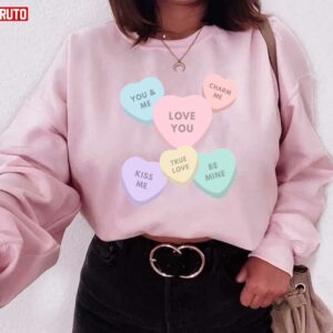 Valentine’s Day Large Colorful Candy Hearts Unisex Sweatshirt