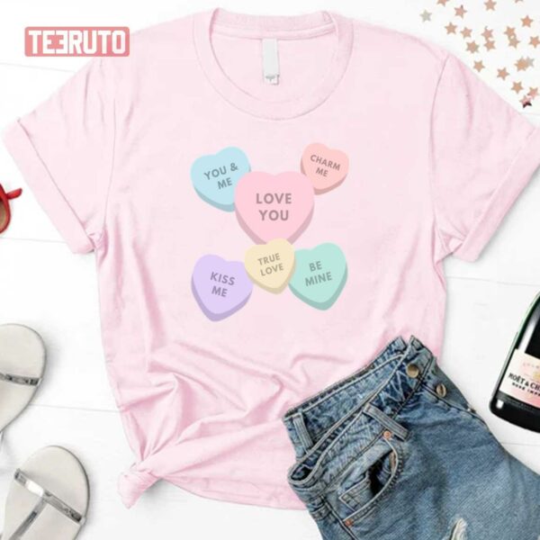 Valentine’s Day Large Colorful Candy Hearts Unisex Sweatshirt