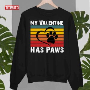 Vintage My Valentine Has Paws Unisex Sweatshirt 3
