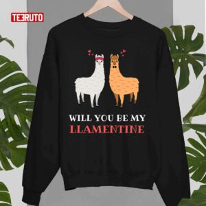 Will You Be My Llamentine Valentines Day Unisex T Shirt 4