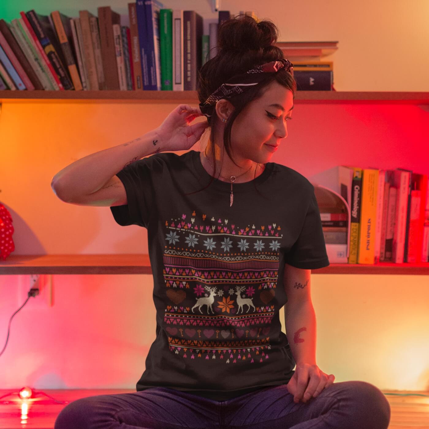 Women T-shirts Deer Ornaments Women T-shirts Deer Ornaments