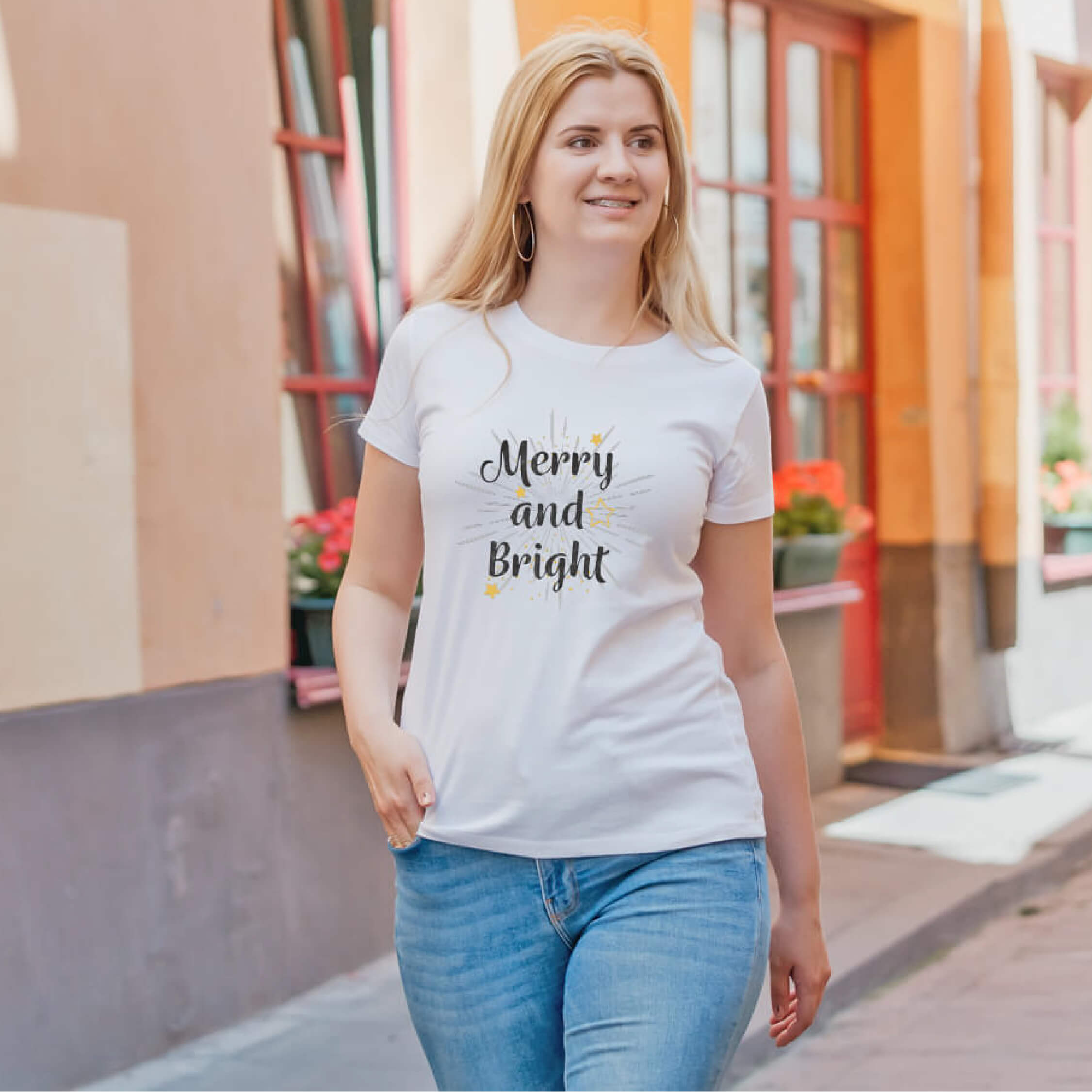 Women T-shirts Merry and Bright Women T-shirts Merry and Bright