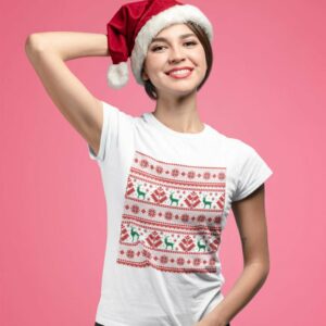 Women T-shirts Red Ornaments