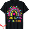 100th Day Of School T-Shirt Cute Rainbow Happy Teacher