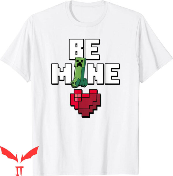 Boys Valentines T-Shirt Minecraft Creeper Be Mine Heart