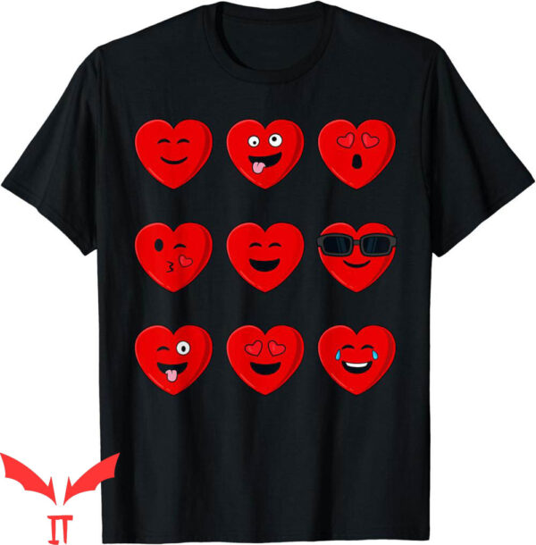 Boys Valentines T-Shirt Silly Faces Hearts Funny