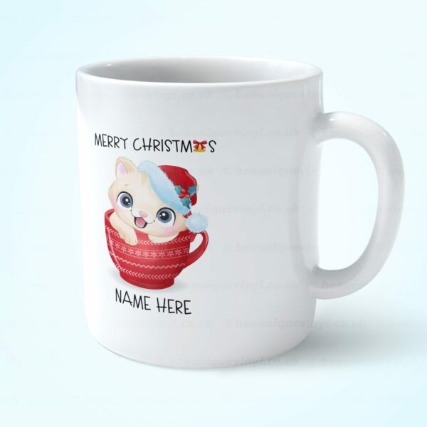 Christmas Cat Mug 2 – Personalised Cat Mug  Bee Unique  Get your own mug now
