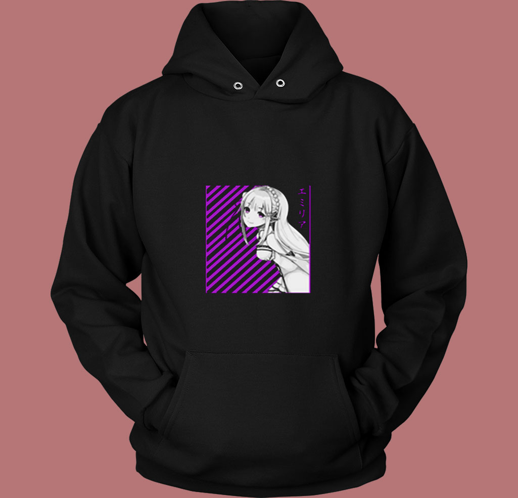 Emilia Re Zero Anime 80s Hoodie Emilia Re Zero Anime 80s Hoodie