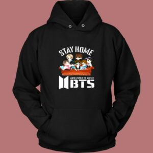 Funny Stay Home And Listen To Music Bts Vintage Hoodie
