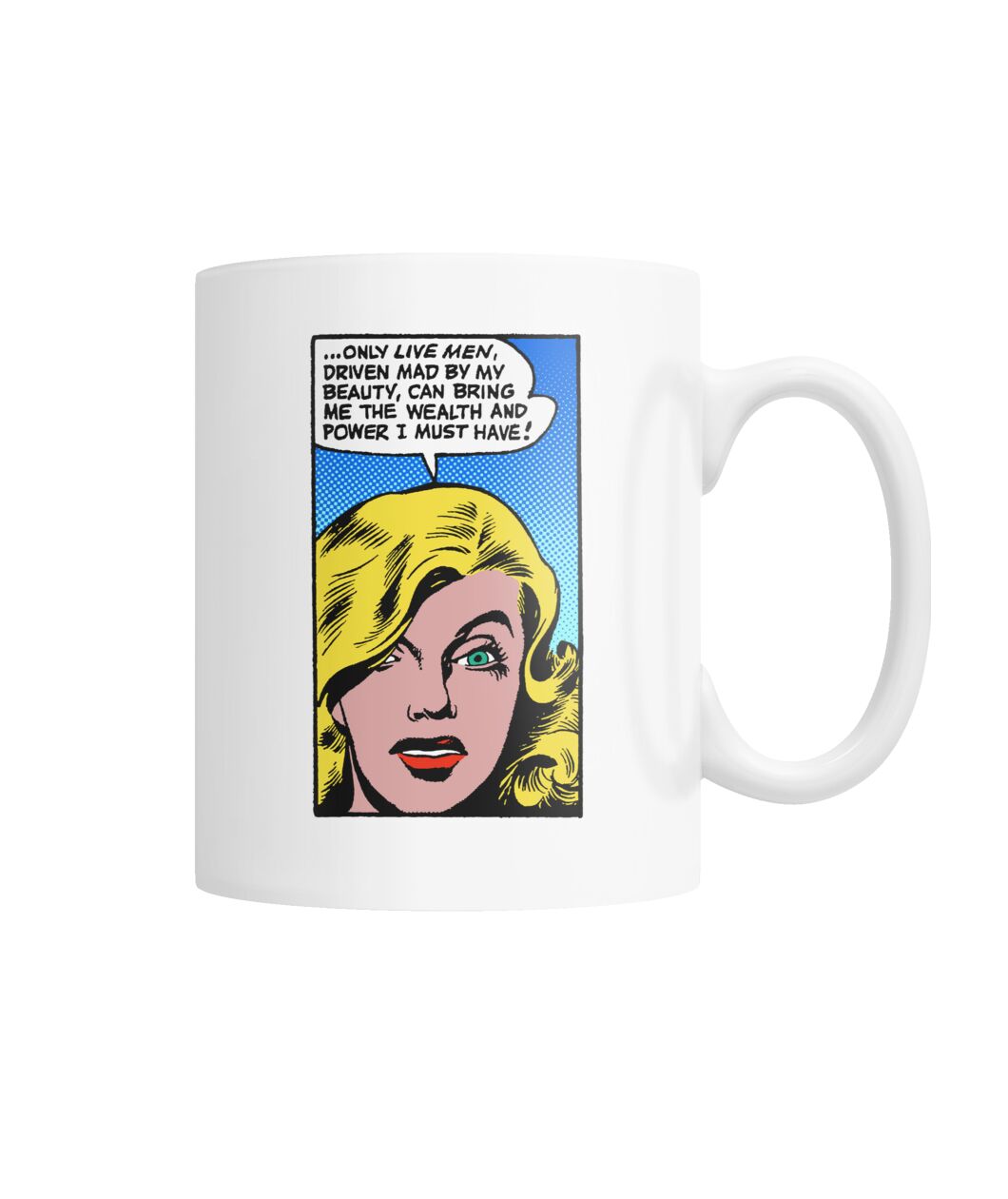 Funny vintage comic pop art design mug driven mad by my beauty Funny vintage comic pop art design mug driven mad by my beauty