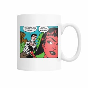 Funny vintage comic pop art little imp of Satan mug