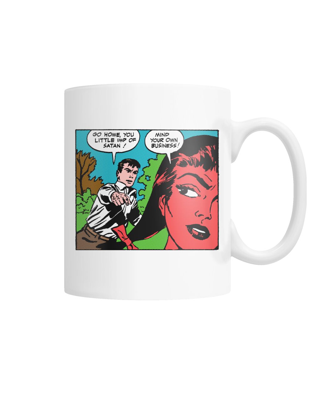 Funny vintage comic pop art little imp of Satan mug Funny vintage comic pop art little imp of Satan mug