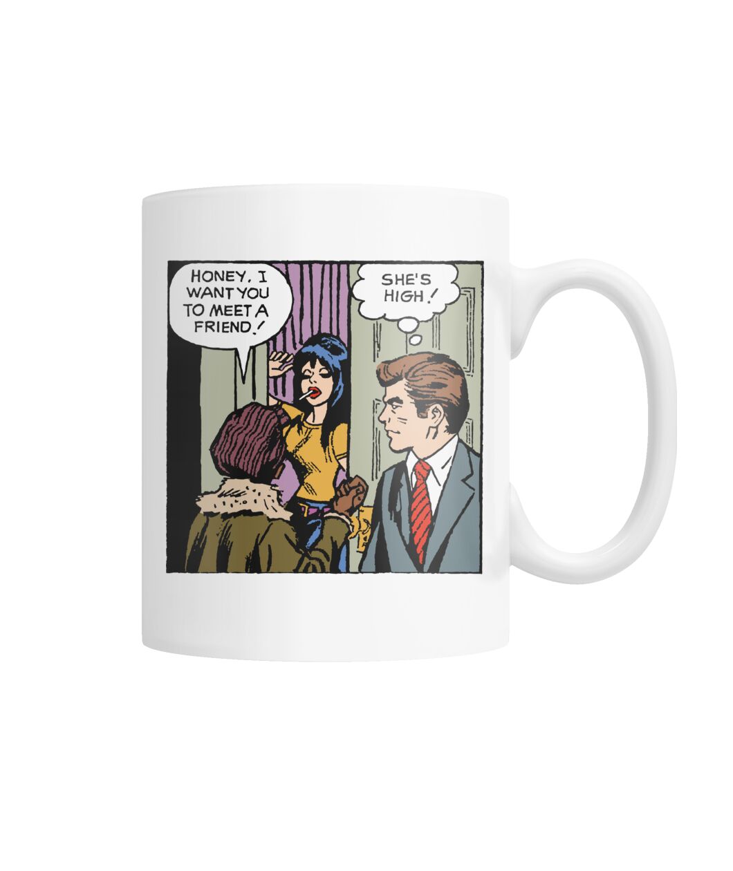 Funny vintage comic pop art she's high mug Funny vintage comic pop art she's high mug