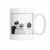 Funny vintage illustration – men staring at hole in wall mug