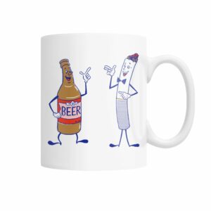 Funny vintage illustration of beer and cigarette buddies mug