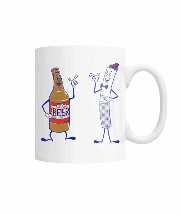 Funny vintage illustration of beer and cigarette buddies mug