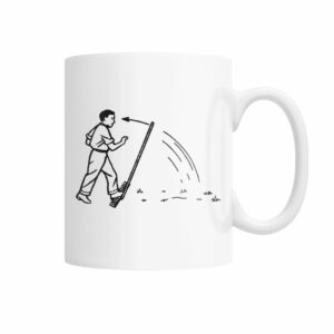 Funny vintage illustration – stepping on rake mug
