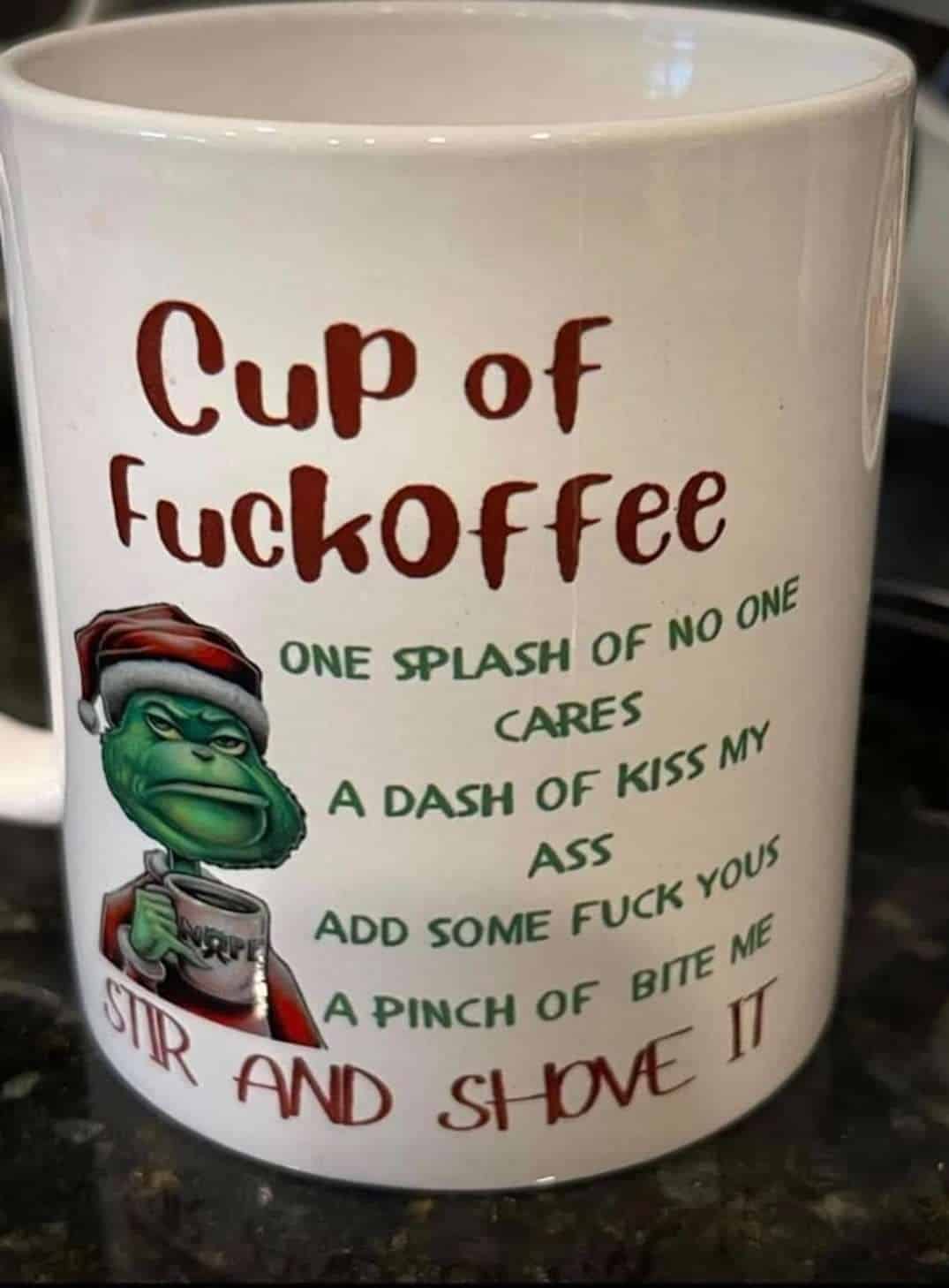 Grinch Cup of fckoffee one splash of no one cares mug Grinch Cup of fckoffee one splash of no one cares mug